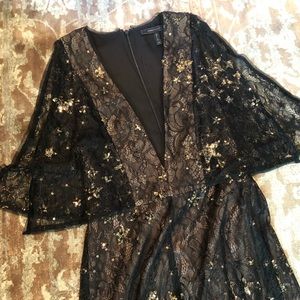 Shine in black lace & sequin MaxAzria maxi dress